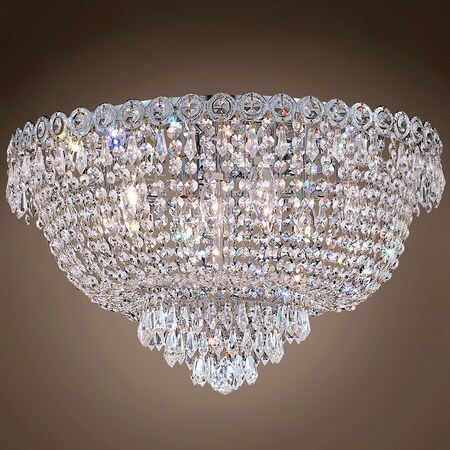 Joshua Marshal Empire Design 9 Light 20 Chrome Flush Mount w/Clear European Crystals 701095-001